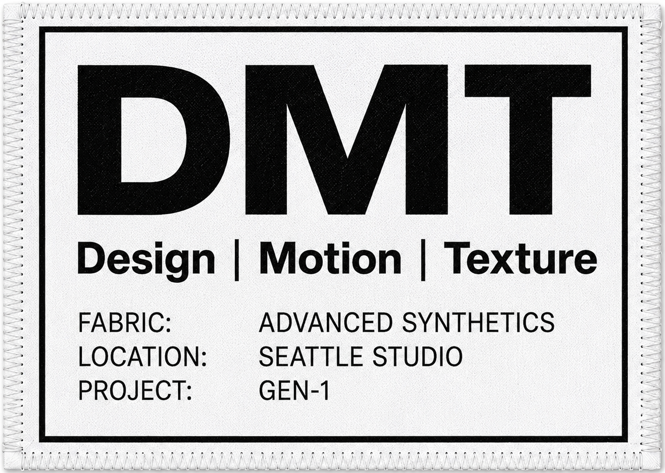 DMT — Design | Motion | Texture — Fabric: Advanced Synthetics, Location: Seattle Studio, Project: Gen-1